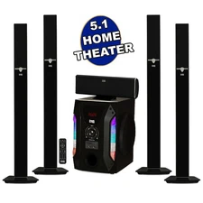 Acoustic Audio Bluetooth Tower 5.1 Home Speaker System with 8" Powered Subwoofer