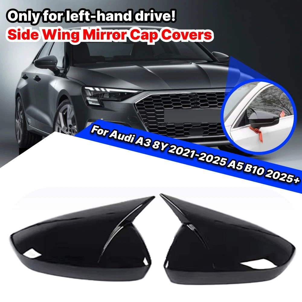 LHD Gloss Black Tape-On Side Wing Mirror Caps Covers For Audi A3 8Y 2021-2026
Opens in a new window