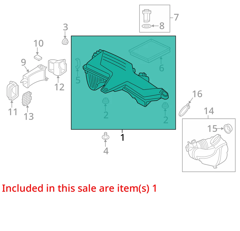 Air Cleaner Gasoline N26 Engine Base Fits 12-16 BMW 328i 5195280 - Image 3 of 4