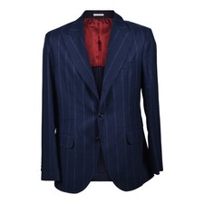 BRUNELLO CUCINELLI MEN'S BLUE CASHMERE BLEND STRIPED SUIT MSRP 7995