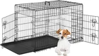 Dog Crate for Small Dogs 24 Inch Folding Metal Wirepet Cage Double Door W/Divide