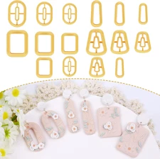 Basic Clay Cutters Set - 16 Pcs for Polymer Clay Earrings Making, Oval Rectangle