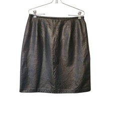 Lauren Ralph Lauren Black 100 Leather Pencil Skirt Size 12 Classic Minimalist