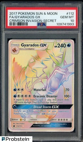 2017 Pokemon Sun & Moon Crimson Invasion #112 FA/Gyarados GX Secret PSA 10
