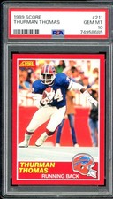 Thurman Thomas Rookie Card 1989 Score #211 PSA 10
