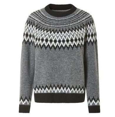 esmara  Damen Pullover Strickpullover mit Wollanteil Norwegerstil Jacquardmuster