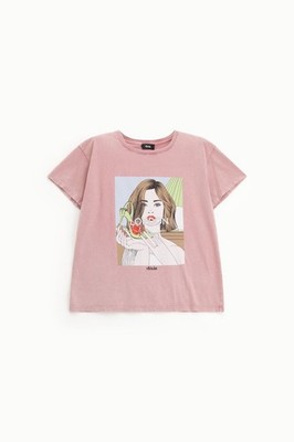 DIXIE Damen T-Shirt rosa mit London Grafik Print und Kurzarm