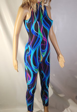 Mock Turtleneck keyhole Gymnastics Wolff Fording  Co unitard Ribbons of Smoke M