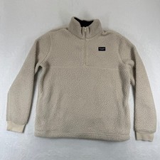 Abercrombie Kids Fleece Sherpa Quarter Zip Pullover Beige Size 15 16