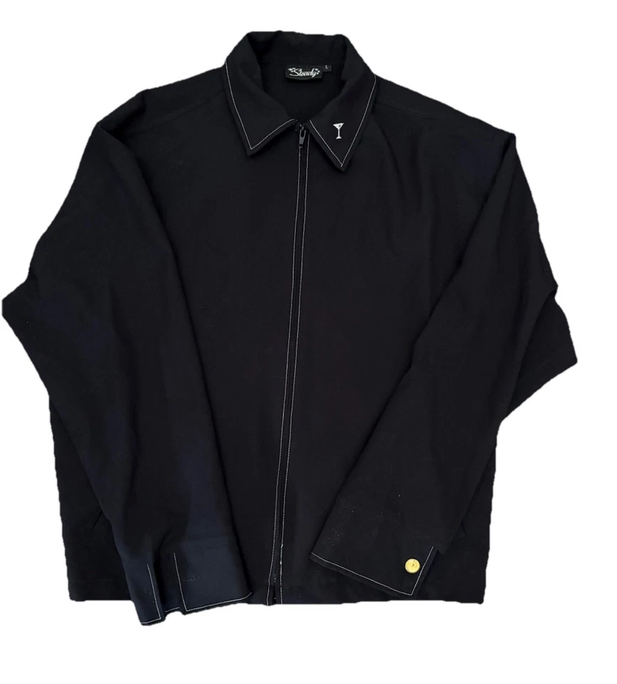 Steady Jacket Rockabilly Men’s Black Martini Zip Retro Look - Image 2 of 4