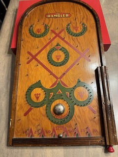 Vintage 1930s The Rambler Original Pinball Game Game Room Rustic Wall Decor