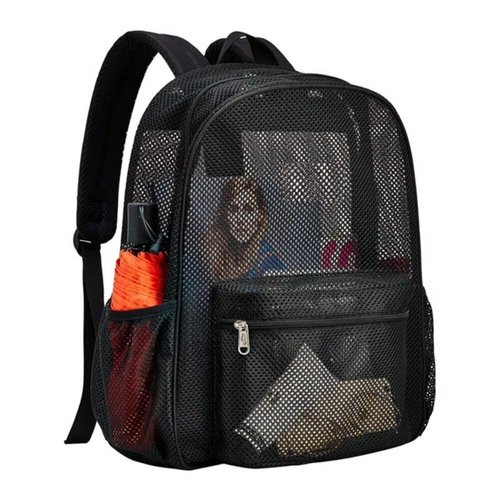 Mochila escolar de malla transparente resistente transparente para estudiantes hombres mujeres - Imagen 5 de 26