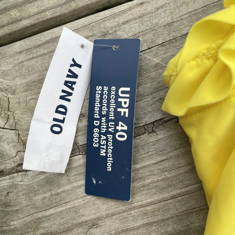 NWT Old Navy Girls Medium 8 Yellow Ruffle Halter Top UPF 40 Lined Swimsuit Top - Image 4 of 4