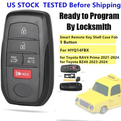 5 Btns Smart Remote Key Shell Case Fob for Toyota RAV4 Prime 2021-2024 BZ4X 2024