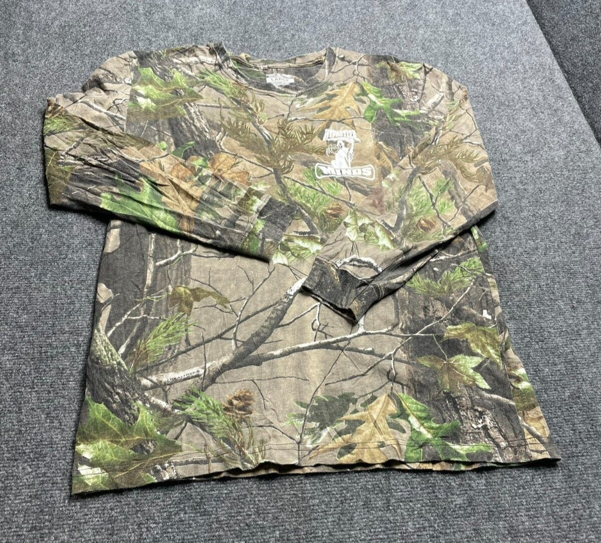 Realtree Men's Green Camo Long Sleeve Crew Neck Shirt Size L