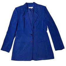 Chaus Silk Royal Blue Blazer Jacket Size 8