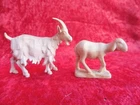2 Beautiful Wooden Figures, Nativity Figures, Wood Carved, Goat and Lamb