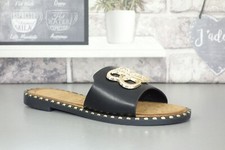 womens summer sliders slides studded gold detail slip ons flip flops sandals new
