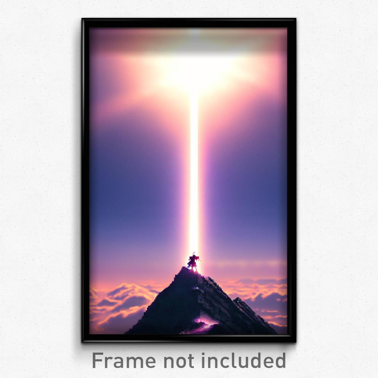 Pixel Art Poster - Heavenly Summit (8 Bit Psychedelic Trippy Video Game Print)