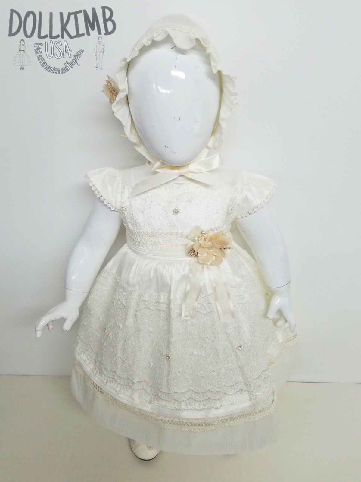 Completo Pagliaccetto Battesimo Per Bambino – 5 Pezzi Con Cappello – Bianco O Beige
