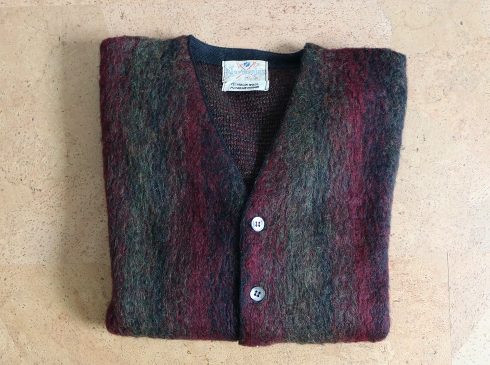Rare Vintage 60s Stripe Mohair Cardigan - Photo 1/4