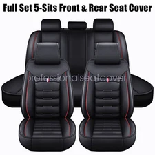 PU For Nissan Leather 5 Seats Car Seat Cover Front Rear Full Set Cushion Black