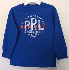 Ralph Lauren Boys T-Shirt Primary Blue White/Orange PRL Graphic Sz 2T NWT