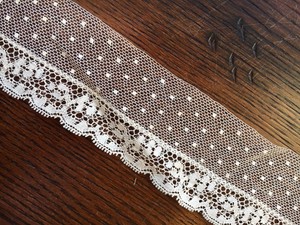Antique-Vtg-Lace-Dotted-Trim-French-German-Dolls-Primitive-Yardage-Available-A1