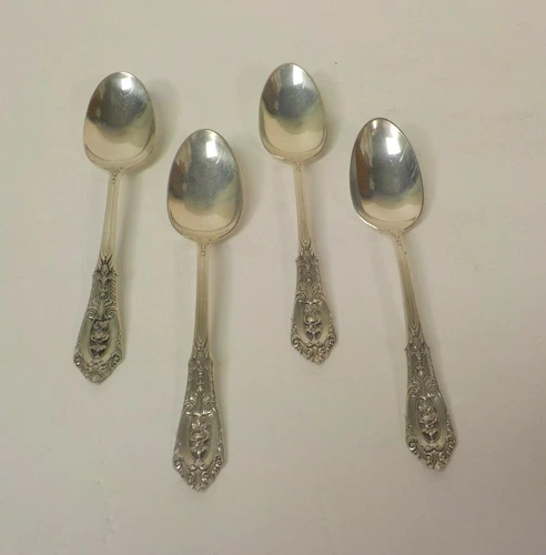 Set/4 Wallace ROSE POINT Sterling Silver Teaspoons