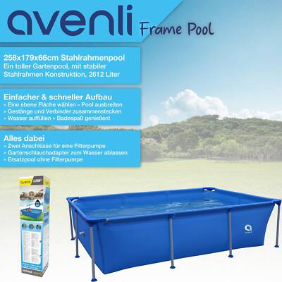 Pool Framepool Planschbecken Schwimmbad Schwimmbecken Gartenpool 258x179x66cm