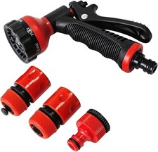 Image of 5pc Garden Hose Connector Set Spray Gun Water Sprayer And Pipe Fittings