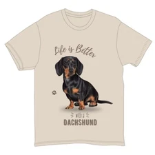Life is Better with a Dachshund (Black) Unisex T-Shirt-NWT-Free Shipping