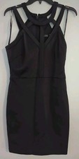 GUESS Women's Size 10 Solid Caged Cocktail Bodycon Black Sleeveless Dress (CB4)