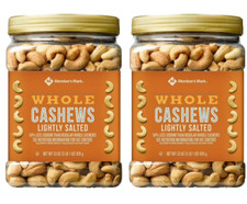 2 PACK Member's Mark Lightly Salted Whole Cashews (33 oz.) total 66 oz Nuts