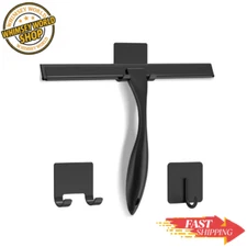 All-Purpose Stainless Steel Shower Squeegee with 2 Adhesive Hooks,10 Inch