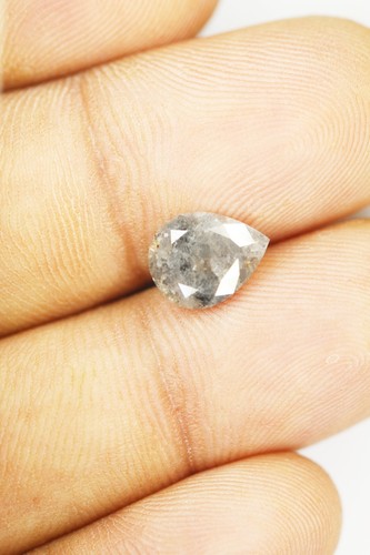 2.33 Ct Natural Loose Pear Diamond Grey Color Pear Shape Rustic Diamond For Ring - Picture 12 of 14