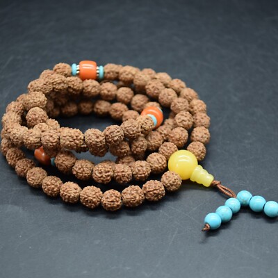 Nepali 5 Gesichtige Muhki Rudraksha Kleine Runde Perlen - 108 Mala Gebetsperlen - 8 mm