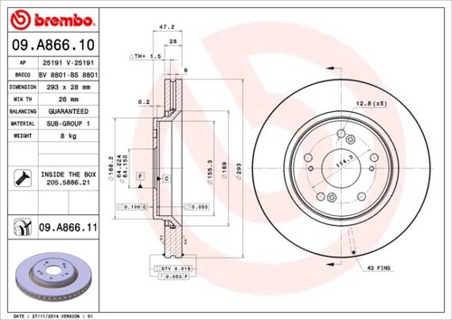 Brembo Front Brake Discs Fits Honda CR-V 2006- + Other Models - Picture 4 of 4
