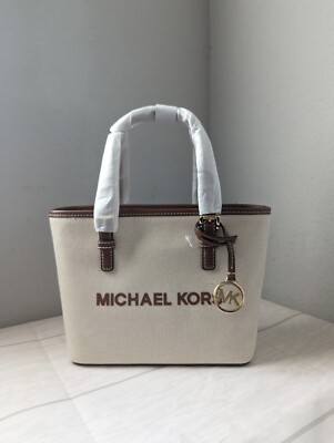 NWT Michael Kors Jet Set Travel Extra-Small Canvas Top-Zip Tote