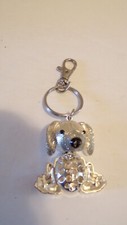 Adorable Puppy Dog Silver Metal Key Ring Chain Charm