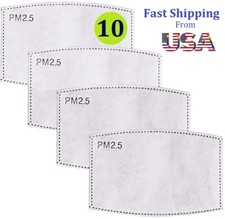 10 PCS PM2.5 Filter Face Mask Replacement Filter 5 Layered Activated Carbon