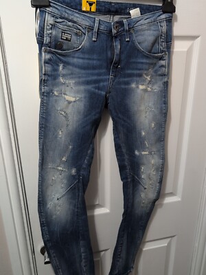 G-Star RAW Arc 3D Tapered Jeans Hellblau Distressed W24 L30 UVP 150 