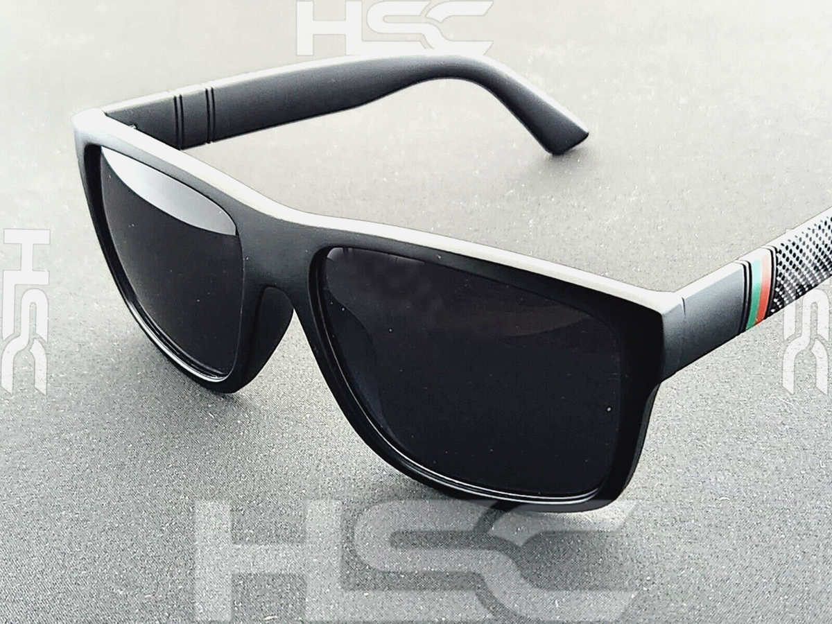 Mens Polarized Square Sunglasses Matte Black Frame Dark  display picture 1