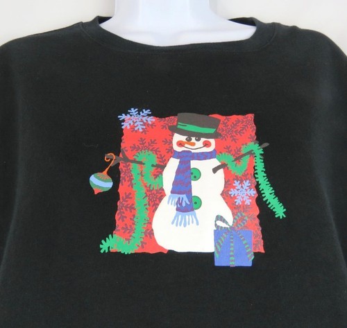 Weihnachtssweatshirt Gr. Large schwarz Pullover Schneemann Design Baumwolle von Westbound