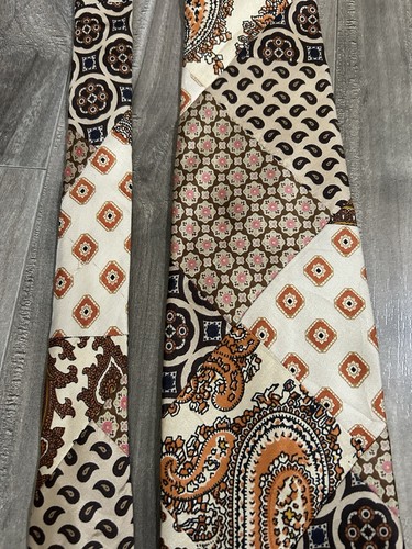 Robert Talbott Vintage Mens Silk Necktie Multicolor Patchwork W 4” L 59” 70s - Picture 4 of 10