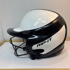 RIP-IT WLBH  -S/M 6 - 6  7/8 Batting Helmet w/ Cage SOFTBALL WHITE & BLACK 