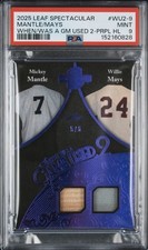 2025 Leaf Spectacular Mantle/Mays WU2-9 When/Was Game Used Purple Holo 5/6 PSA 9