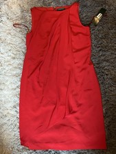Lauren Ralph Lauren Women's Cowl Neck Dress Sz 4 Red Jersey Stretch Cocktail