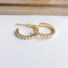 Julie Vos Juliet Gold Pearl Small Hoop Earrings on-trend Jewelry