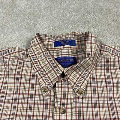 Pendleton Shirt Mens L Button Up Cotton Plaid Preppy Broadway Business